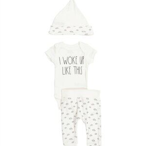 NWT, RAE DUNN "I Woke Up Like This" Bodysuit Set - 6-9 Months